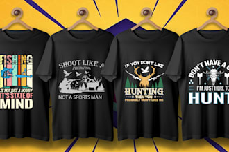 create custom hunting fishing and outdoor camping t shirt design