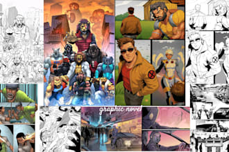 draw graphic novel illustration, comic page, comic art as comic book artist