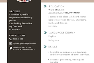 create an attractive CV, biodata, and resume for you