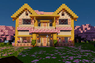 build minecraft spawn, house, village and castle for you