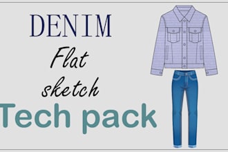 design professional denim tech packs for jeans and jackets