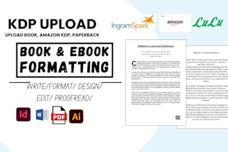 do manuscript book formatting, publish amazon kdp , google doc, paperback ebook