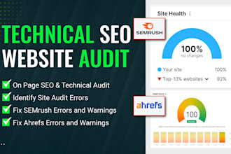 do technical SEO website audit and fix ahrefs and semrush errors