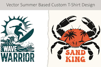 create retro surf and vintage summer tshirt design for your brand