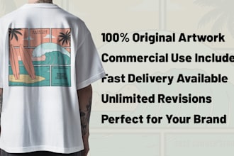 create retro vintage surf, summer, and beach tshirt designs