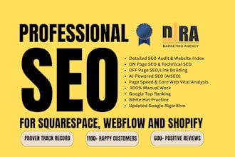 do professional SEO for squarespace, webflow and shopify