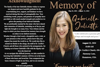 design obituary program, memorial program, funeral program