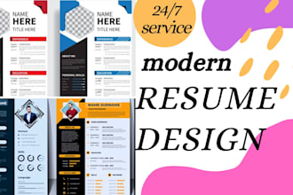 make a professional resume design or a modern cv template