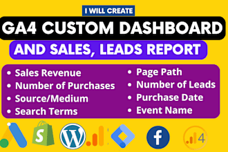 create ga4 custom dashboard and provide report