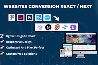 convert your figma design to react and next js with tailwind CSS