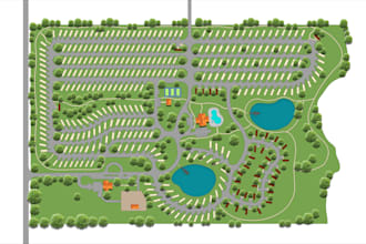 render site plan, campground map, subdivision layout design