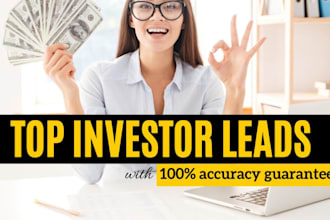 provide real estate investor, real estate agent email list lead, angel investor