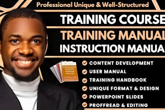 create training manual, training course instruction manual, workbook, ppt slides