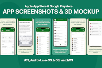 design stunning app screenshots for app store and play store and 3d app mockup