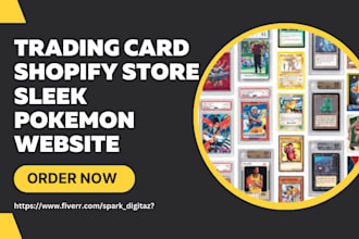 design trading card shopify store sleek pokemon website sport game card website