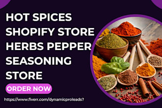 design hot spices shopify store herbs sause pepper seasoning food recipe website