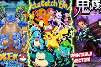 draw anime cartoon t shirt design graphic streetwear for clothing brand
