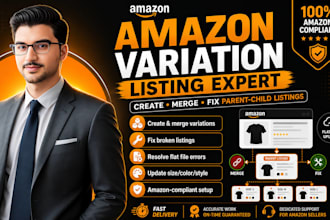 create, merge and fix amazon variation listing, parent child variation listing