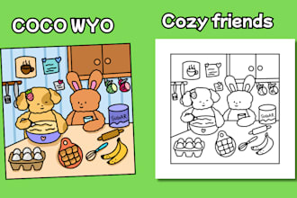 create coco wyo and cozy friends style coloring book for adults and teens