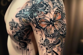 draw a realistic custom tattoo design, tattoo sleeve