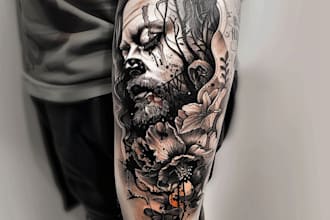 desing a attractive realism and full sleeve tattoo