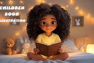 design colorful children book illustrations 2d or 3d