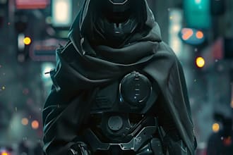 create sci fi character design, sci fi art illustration