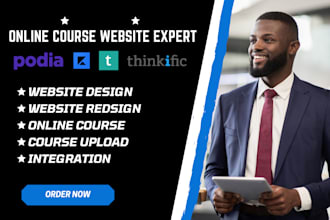 setup redesign kajabi podia thinkific teachable online course website upload
