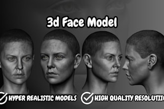 model hyper realistic 3dface model, 3d head sculpt  texturing for 3d printing