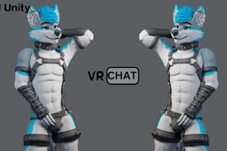 create custom vrchat avatar, anime 3d model or furry, VR chat avatar, 3d vtuber