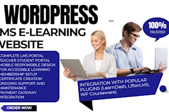 build education tutor exper wordpress lms website creation elearning platform