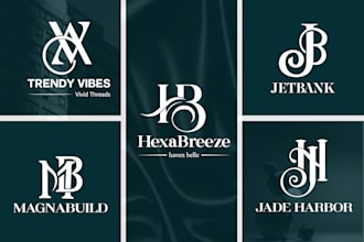 do minimalist monogram initial letter logo design in 24hours