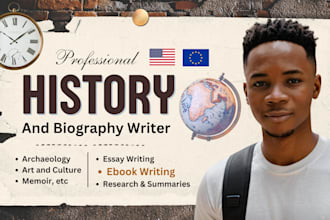 be your history ebook ghostwriter, politics, write history and biography topics