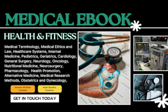 write health, fitness, medical ebook, and book, ebook writing, and ghostwriting