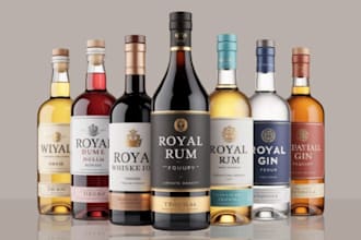 do label for gin, wine, beer, rum, whisky, vodka, tequila,