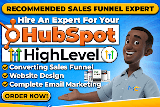 be your hubspot, gohighlevel expert, hubspot website, landing page, go highlevel