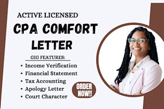 write USA CPA comfort letter income verification financial statements mortgage
