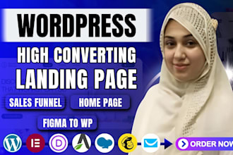 build a responsive wordpress landing page design, sales funnel, homepage design