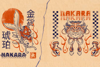 vintage japanese illustration for album cover or merchandise
