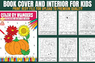 create color by number book cover and interior pages for all