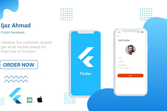 develop front end application in flutter for android and ios