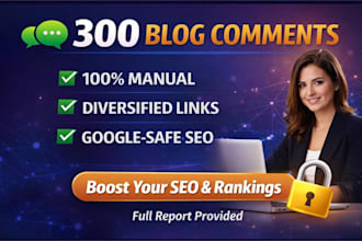 300 unique domain dofollow blog comment on high da pa low obl backlinks