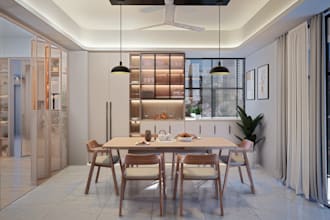do modern interior design for your dining, living room, kitchen with d5 render