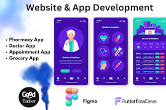 create a medical pharmacy app, website, doctor website, health care website