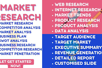 market niche web research, trends, business plan swot and competitor analysis