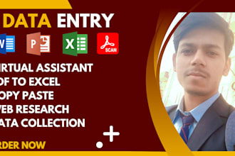 be your virtual assistant for data entry, web research, copy paste