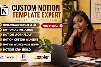 be notion workspace design expert, notion template, dashboard, notion automation