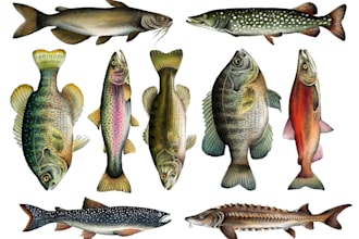 do an illustration of colored fish and marine species
