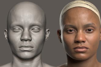 sculpt realistic 3d face, 3d head bust model, miniature sculpture, 3d sculpting