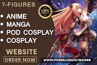 design 7 figure anime manga streaming website anime pod cosplay landing page